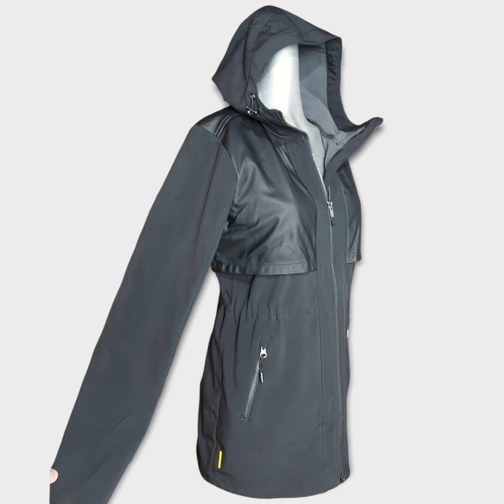 Lole Long Black Lined Hooded Jacket Size Medium